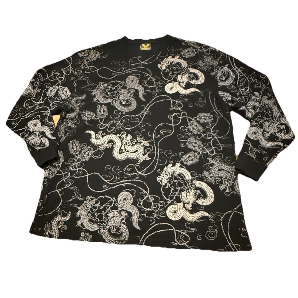 Avirex Thermal Shirt AOP Mens 3XL Chinese Dragon All Over Print Y2K